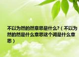 不以为然的然意思是什么?（不以为然的然是什么意思这个词是什么意思）