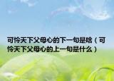 可怜天下父母心的下一句是啥（可怜天下父母心的上一句是什么）