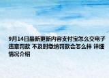 9月14日最新更新内容支付宝怎么交电子违章罚款 不及时缴纳罚款会怎么样 详细情况介绍
