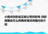 小雨点贷款是正规公司贷款吗 贷款逾期会怎么样具体情况详细内容介绍