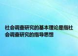 社会调查研究的基本理论是指社会调查研究的指导思想