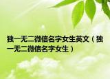 独一无二微信名字女生英文（独一无二微信名字女生）