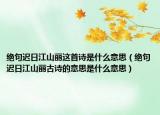 绝句迟日江山丽这首诗是什么意思（绝句迟日江山丽古诗的意思是什么意思）