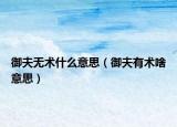 御夫无术什么意思（御夫有术啥意思）