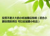 投资不是太大的小吃加盟店有啥（适合小额投资的项目 可以去加盟小吃店）