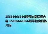 15666666666靓号拍卖详细内容 15666666666靓号拍卖具体介绍