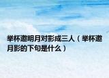 举杯邀明月对影成三人（举杯邀月影的下句是什么）