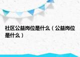 社区公益岗位是什么（公益岗位是什么）