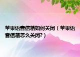 苹果语音信箱如何关闭（苹果语音信箱怎么关闭?）