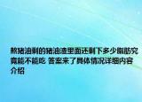 熬猪油剩的猪油渣里面还剩下多少脂肪究竟能不能吃 答案来了具体情况详细内容介绍