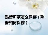 熟普洱茶怎么保存（熟普如何保存）