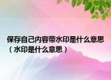 保存自己内容带水印是什么意思（水印是什么意思）