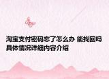 淘宝支付密码忘了怎么办 能找回吗具体情况详细内容介绍