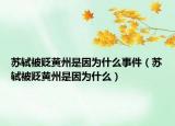 苏轼被贬黄州是因为什么事件（苏轼被贬黄州是因为什么）