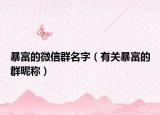 暴富的微信群名字（有关暴富的群昵称）
