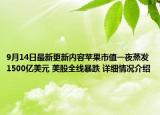9月14日最新更新内容苹果市值一夜蒸发1500亿美元 美股全线暴跌 详细情况介绍