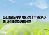 当日最新消息 建行龙卡年费多少钱 级别越高费用越高