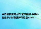 今日最新更新内容 紧急提醒 午睡补觉超半小时脂肪肝风险增138%