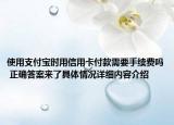 使用支付宝时用信用卡付款需要手续费吗 正确答案来了具体情况详细内容介绍