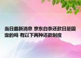 当日最新消息 京东白条还款日是固定的吗 有以下两种还款制度