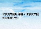 北京汽车摇号 条件（北京汽车摇号的条件介绍）
