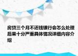 房贷三个月不还钱银行会怎么处理 后果十分严重具体情况详细内容介绍