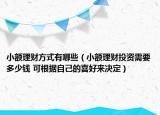 小额理财方式有哪些（小额理财投资需要多少钱 可根据自己的喜好来决定）