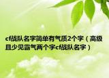 cf战队名字简单有气质2个字（高级且少见霸气两个字cf战队名字）