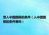 想入中国国籍的条件（入中国国籍的条件难吗）