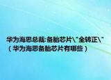 华为海思总裁:备胎芯片