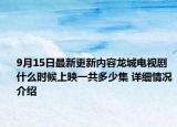 9月15日最新更新内容龙城电视剧什么时候上映一共多少集 详细情况介绍