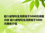 超六成专科生月薪低于5000元详细内容 超六成专科生月薪低于5000元具体介绍