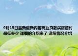 9月15日最新更新内容商业贷款买房首付最低多少 详细的介绍来了 详细情况介绍