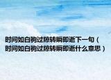 时间如白驹过隙转瞬即逝下一句（时间如白驹过隙转瞬即逝什么意思）
