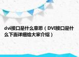 dvi接口是什么意思（DVI接口是什么下面详细给大家介绍）