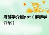 麻醉学介绍ppt（麻醉学介绍）