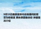 9月15日最新更新内容直播间的翡翠为啥便宜 具体原因告诉你 详细情况介绍