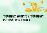 下象棋的口诀和技巧（下象棋的技巧口诀表 怎么下象棋）