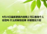 9月15日最新更新内容网上可以查询个人征信吗 什么时候有结果 详细情况介绍