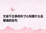 文章千古事得失寸心知是什么名是谁的名句