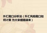 外汇敞口分析法（外汇风险敞口如何计算 为大家细细道来）