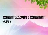娱播是什么公司的（娱播是做什么的）