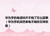华为手机电话铃声不响了怎么回事（华为手机突然来电不响铃怎样恢复）