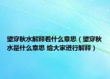 望穿秋水解释着什么意思（望穿秋水是什么意思 给大家进行解释）