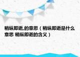 稍纵即逝,的意思（稍纵即逝是什么意思 稍纵即逝的含义）