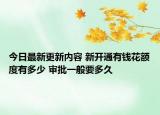 今日最新更新内容 新开通有钱花额度有多少 审批一般要多久