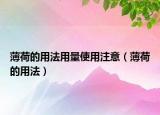 薄荷的用法用量使用注意（薄荷的用法）