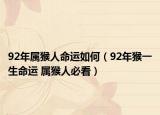92年属猴人命运如何（92年猴一生命运 属猴人必看）