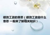 绩效工资的意思（绩效工资是什么意思 一起来了解相关知识）