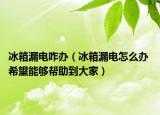 冰箱漏电咋办（冰箱漏电怎么办 希望能够帮助到大家）